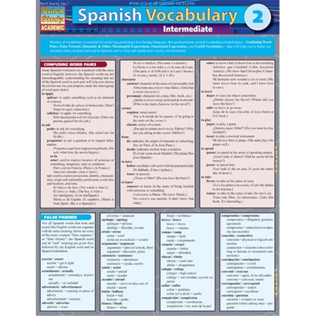 BARCHARTS Spanish Vocabulary 2 - Intermediate Quickstudy Easel 9781423216704